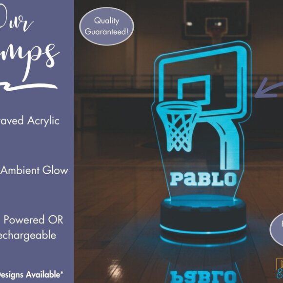 Personalized Basketball Night Light – Custom LED Lamp for Fans - Picture 3 of 8